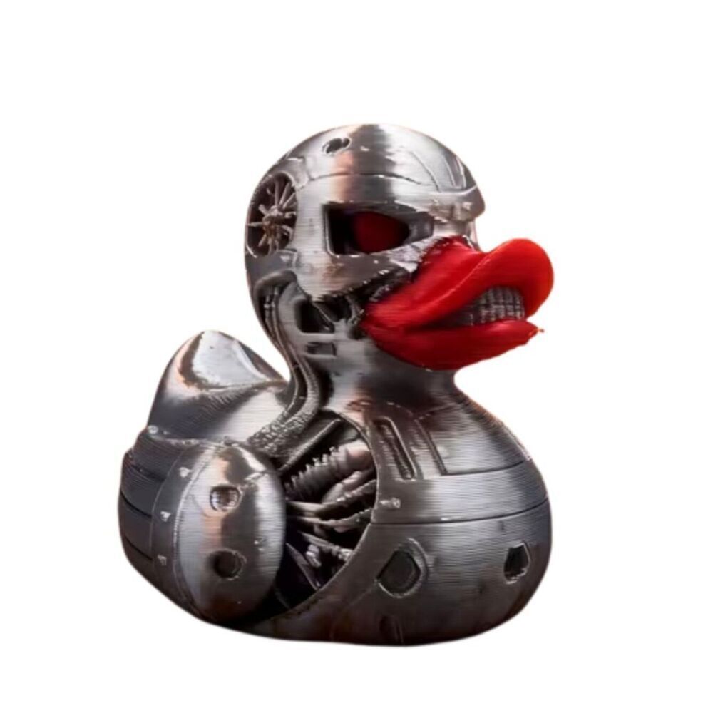 Mechanical Duck AKA The Duckinator-Quirky Collectable Hard Gray Plastic Red Lips